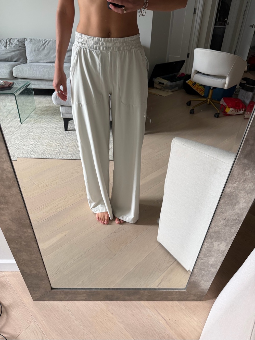 lululemon athletica Light Cream Wide-Leg Lounge Pants